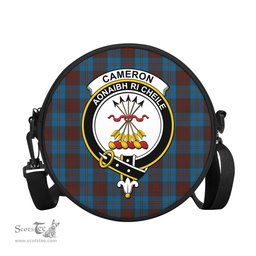 Scottish Cameron Hunting Tartan Round Crossbody Bags - Round Purse with Family Crest Scottish Plaid Tartan Plaid - ScotsTee - scotstee.com