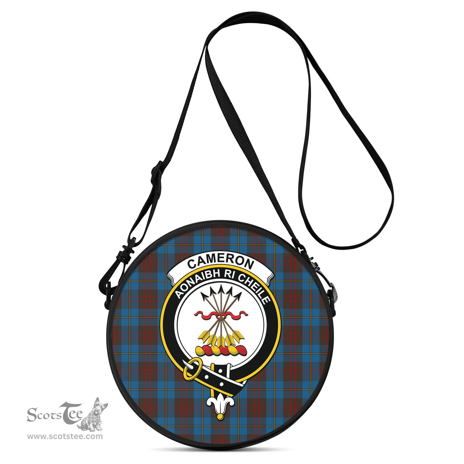 Scottish Cameron Hunting Tartan Round Crossbody Bags - Round Purse with Family Crest Scottish Plaid Tartan Plaid - ScotsTee - scotstee.com
