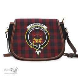 Scottish Cameron Black and Red Tartan Saddle Crossbody Bag with Family Crest Scottish Plaid Tartan Plaid - ScotsTee - scotstee.com