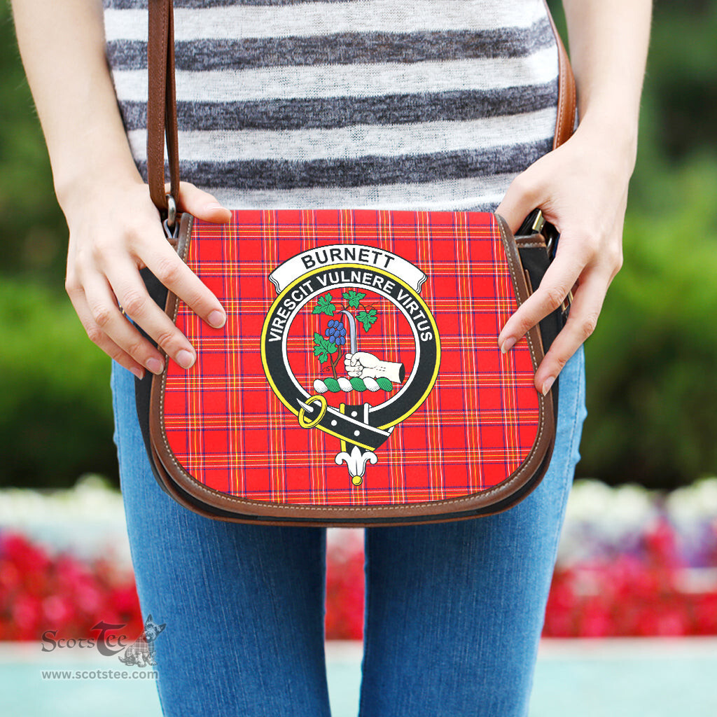 Scottish Burnett Modern Tartan Saddle Crossbody Bag with Family Crest Scottish Plaid Tartan Plaid - ScotsTee - scotstee.com