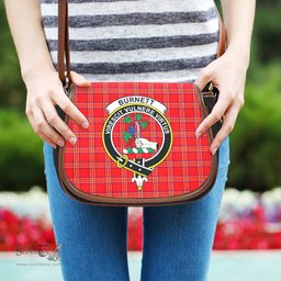Scottish Burnett Modern Tartan Saddle Crossbody Bag with Family Crest Scottish Plaid Tartan Plaid - ScotsTee - scotstee.com
