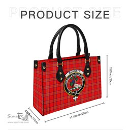 Scottish Burnett Modern Tartan Leather Bag for Women with Family Crest Scottish Plaid Tartan Plaid - ScotsTee - scotstee.com