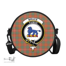 Scottish Bruce Ancient Tartan Round Crossbody Bags - Round Purse with Family Crest Scottish Plaid Tartan Plaid - ScotsTee - scotstee.com