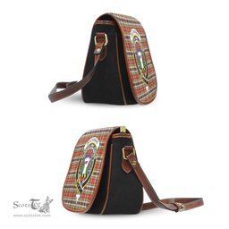 Scottish Buchanan Old Dress Tartan Saddle Crossbody Bag with Family Crest Scottish Plaid Tartan Plaid - ScotsTee - scotstee.com
