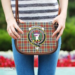 Scottish Buchanan Old Dress Tartan Saddle Crossbody Bag with Family Crest Scottish Plaid Tartan Plaid - ScotsTee - scotstee.com