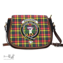 Scottish Buchanan Modern Tartan Saddle Crossbody Bag with Family Crest Scottish Plaid Tartan Plaid - ScotsTee - scotstee.com