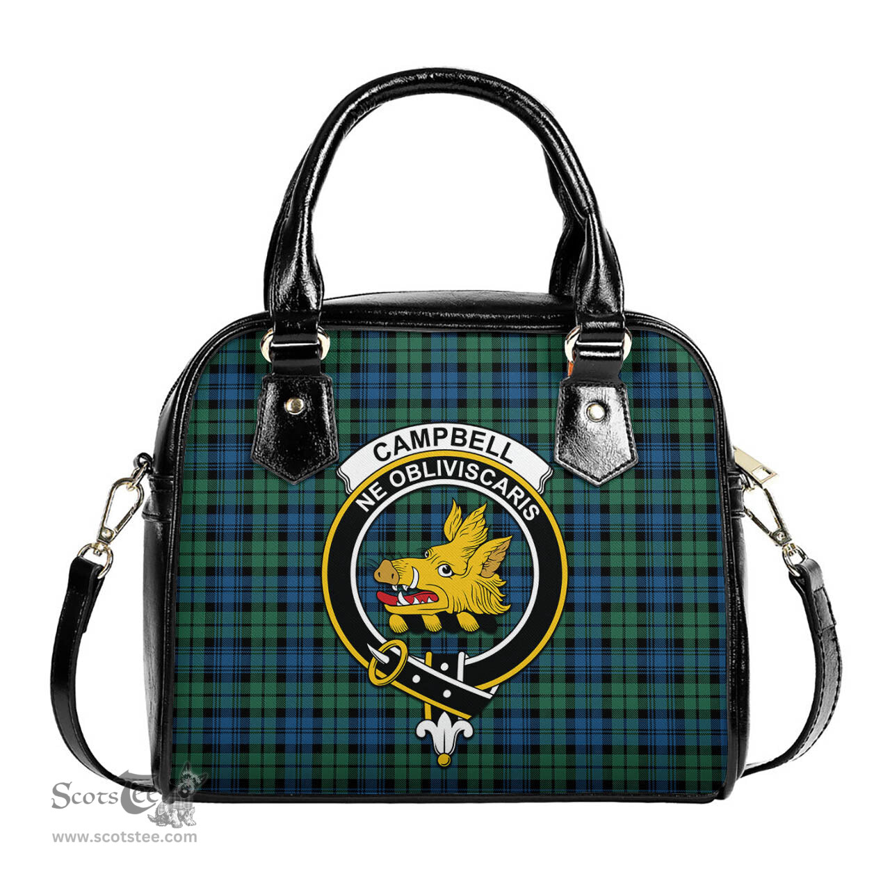 Scottish Campbell Ancient 02 Tartan Shoulder Handbags with Family Crest Scottish Plaid Tartan Plaid - ScotsTee - scotstee.com