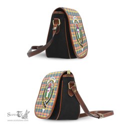 Scottish Buchanan Ancient Tartan Saddle Crossbody Bag with Family Crest Scottish Plaid Tartan Plaid - ScotsTee - scotstee.com