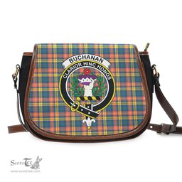 Scottish Buchanan Ancient Tartan Saddle Crossbody Bag with Family Crest Scottish Plaid Tartan Plaid - ScotsTee - scotstee.com