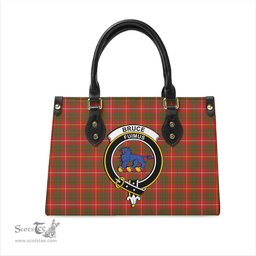 Scottish Bruce Modern Tartan Leather Bag for Women with Family Crest Scottish Plaid Tartan Plaid - ScotsTee - scotstee.com