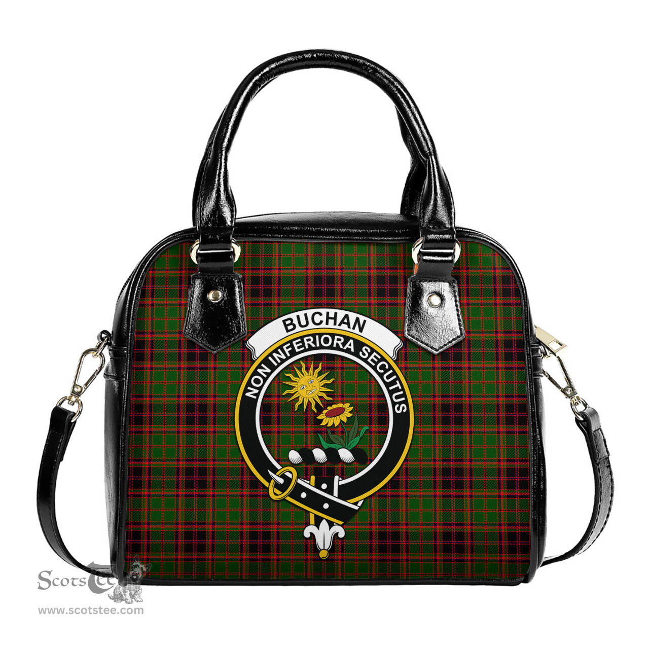 Scottish Buchan Modern Tartan Shoulder Handbags with Family Crest Scottish Plaid Tartan Plaid - ScotsTee - scotstee.com