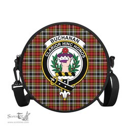 Scottish Buchanan Old Dress Tartan Round Crossbody Bags - Round Purse with Family Crest Scottish Plaid Tartan Plaid - ScotsTee - scotstee.com