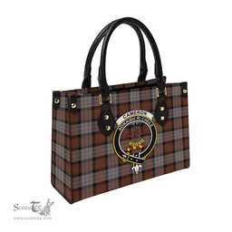 Scottish Cameron of Erracht Weathered Tartan Leather Bag for Women with Family Crest Scottish Plaid Tartan Plaid - ScotsTee - scotstee.com