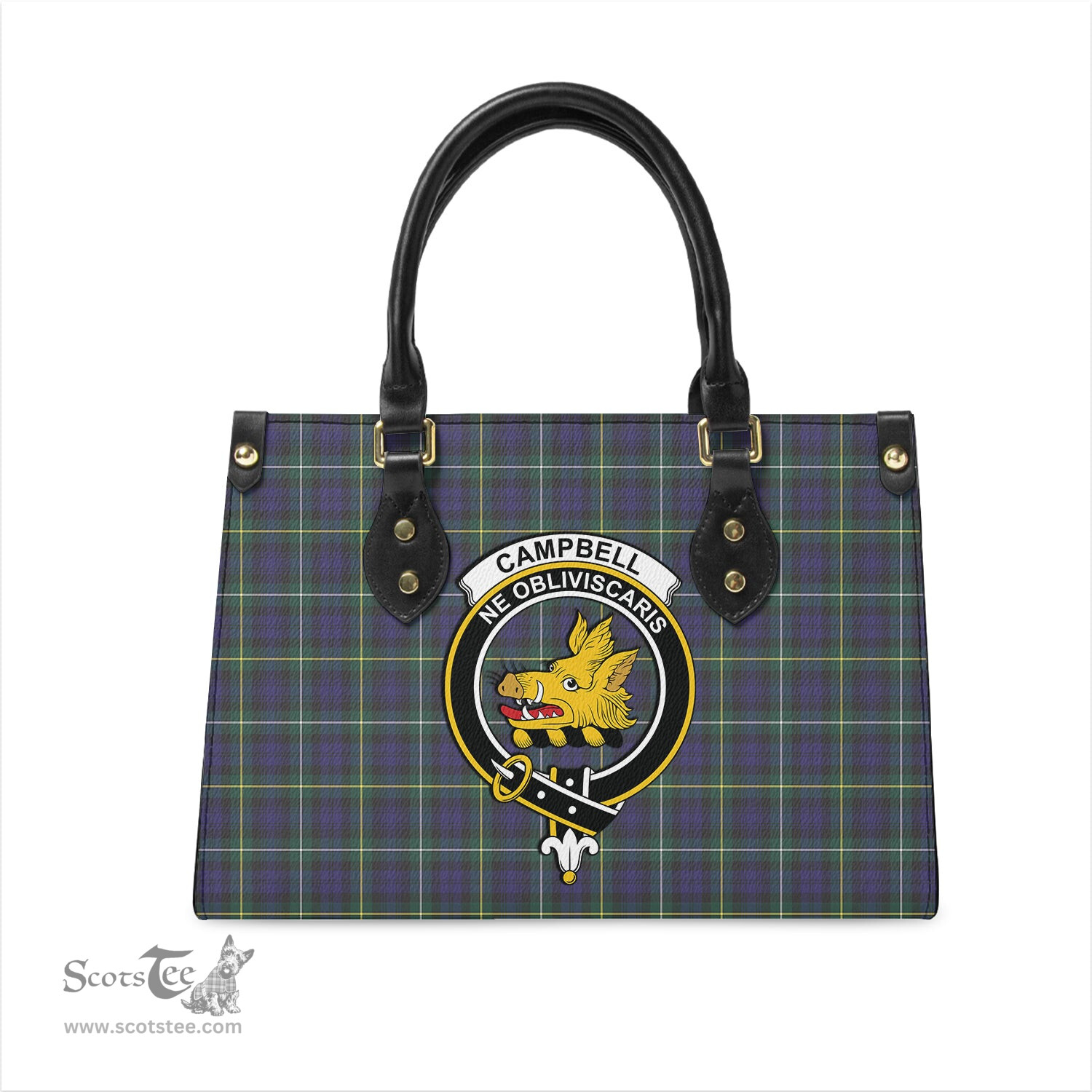 Scottish Campbell Argyll Modern Tartan Leather Bag for Women with Family Crest Scottish Plaid Tartan Plaid - ScotsTee - scotstee.com