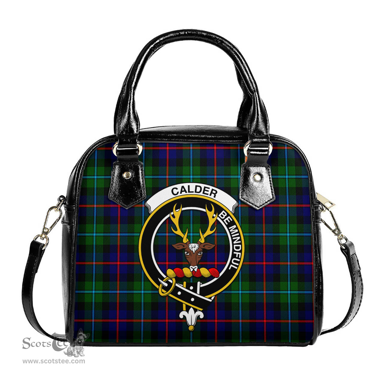 Scottish Calder Modern Tartan Shoulder Handbags with Family Crest Scottish Plaid Tartan Plaid - ScotsTee - scotstee.com