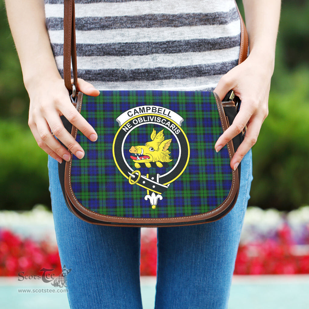 Scottish Campbell Modern Tartan Saddle Crossbody Bag with Family Crest Scottish Plaid Tartan Plaid - ScotsTee - scotstee.com