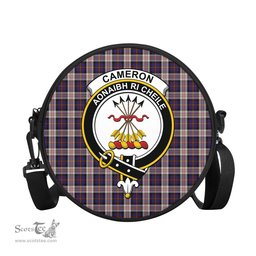 Scottish Cameron of Erracht Dress Tartan Round Crossbody Bags - Round Purse with Family Crest Scottish Plaid Tartan Plaid - ScotsTee - scotstee.com