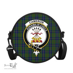 Scottish Cameron of Lochiel Hunting Tartan Round Crossbody Bags - Round Purse with Family Crest Scottish Plaid Tartan Plaid - ScotsTee - scotstee.com