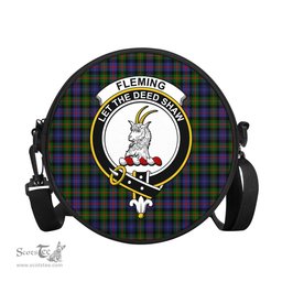 Scottish Fleming Tartan Round Crossbody Bags - Round Purse with Family Crest Scottish Plaid Tartan Plaid - ScotsTee - scotstee.com