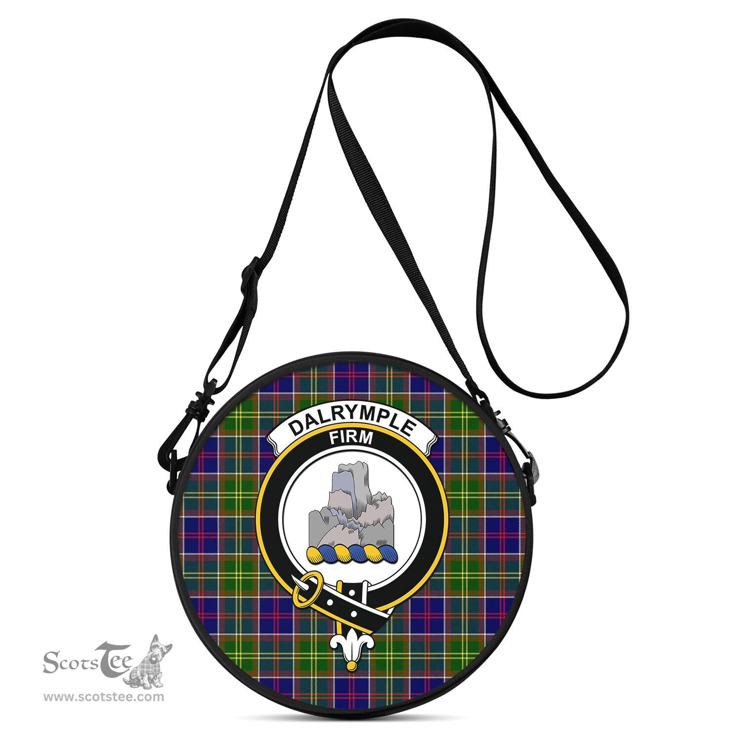 Scottish Dalrymple Tartan Round Crossbody Bags - Round Purse with Family Crest Scottish Plaid Tartan Plaid - ScotsTee - scotstee.com