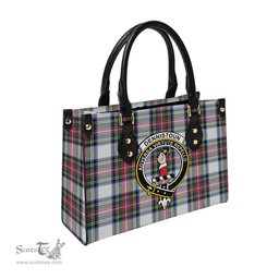 Scottish Dennistoun Tartan Leather Bag for Women with Family Crest Scottish Plaid Tartan Plaid - ScotsTee - scotstee.com