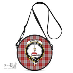 Scottish Erskine Red Tartan Round Crossbody Bags - Round Purse with Family Crest Scottish Plaid Tartan Plaid - ScotsTee - scotstee.com