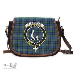 Scottish Fletcher Ancient Tartan Saddle Crossbody Bag with Family Crest Scottish Plaid Tartan Plaid - ScotsTee - scotstee.com