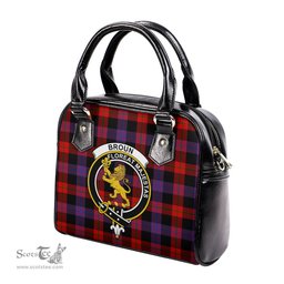 Scottish Broun Modern Tartan Shoulder Handbags with Family Crest Scottish Plaid Tartan Plaid - ScotsTee - scotstee.com