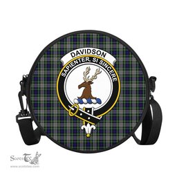 Scottish Davidson of Tulloch Dress Tartan Round Crossbody Bags - Round Purse with Family Crest Scottish Plaid Tartan Plaid - ScotsTee - scotstee.com