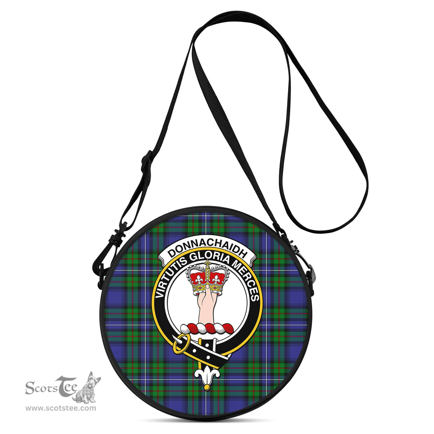 Scottish Donnachaidh Tartan Round Crossbody Bags - Round Purse with Family Crest Scottish Plaid Tartan Plaid - ScotsTee - scotstee.com