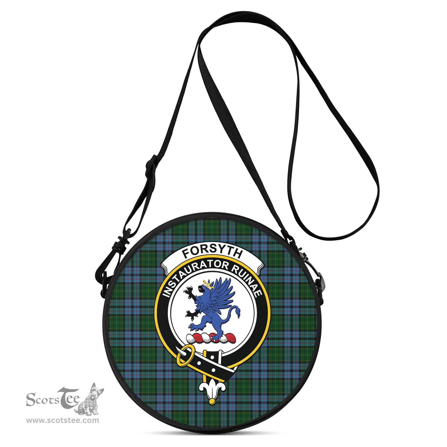 Scottish Forsyth Tartan Round Crossbody Bags - Round Purse with Family Crest Scottish Plaid Tartan Plaid - ScotsTee - scotstee.com