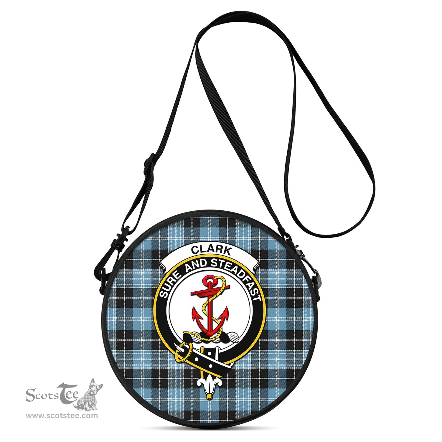 Scottish Clark Ancient Tartan Round Crossbody Bags - Round Purse with Family Crest Scottish Plaid Tartan Plaid - ScotsTee - scotstee.com