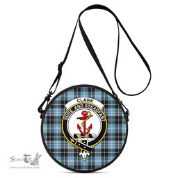 Scottish Clark Ancient Tartan Round Crossbody Bags - Round Purse with Family Crest Scottish Plaid Tartan Plaid - ScotsTee - scotstee.com