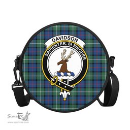 Scottish Davidson of Tulloch Tartan Round Crossbody Bags - Round Purse with Family Crest Scottish Plaid Tartan Plaid - ScotsTee - scotstee.com