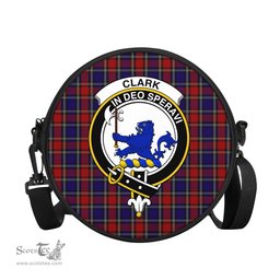 Scottish Clark (Lion) Red Tartan Round Crossbody Bags - Round Purse with Family Crest Scottish Plaid Tartan Plaid - ScotsTee - scotstee.com