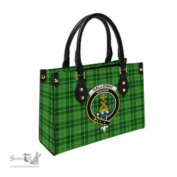 Scottish Galloway Tartan Leather Bag for Women with Family Crest Scottish Plaid Tartan Plaid - ScotsTee - scotstee.com