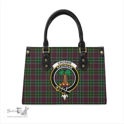Scottish Crosbie Tartan Leather Bag for Women with Family Crest Scottish Plaid Tartan Plaid - ScotsTee - scotstee.com