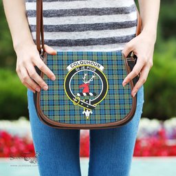 Scottish Colquhoun Ancient Tartan Saddle Crossbody Bag with Family Crest Scottish Plaid Tartan Plaid - ScotsTee - scotstee.com