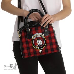 Scottish Cunningham Tartan Shoulder Handbags with Family Crest Scottish Plaid Tartan Plaid - ScotsTee - scotstee.com