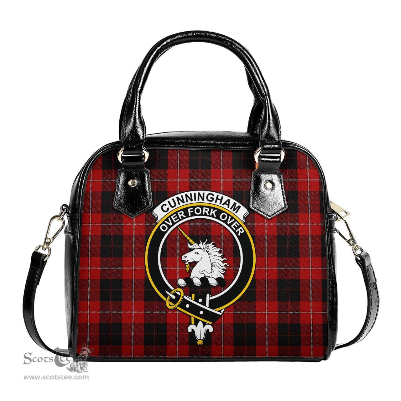 Scottish Cunningham Tartan Shoulder Handbags with Family Crest Scottish Plaid Tartan Plaid - ScotsTee - scotstee.com