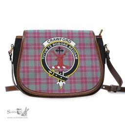 Scottish Crawford Ancient Tartan Saddle Crossbody Bag with Family Crest Scottish Plaid Tartan Plaid - ScotsTee - scotstee.com