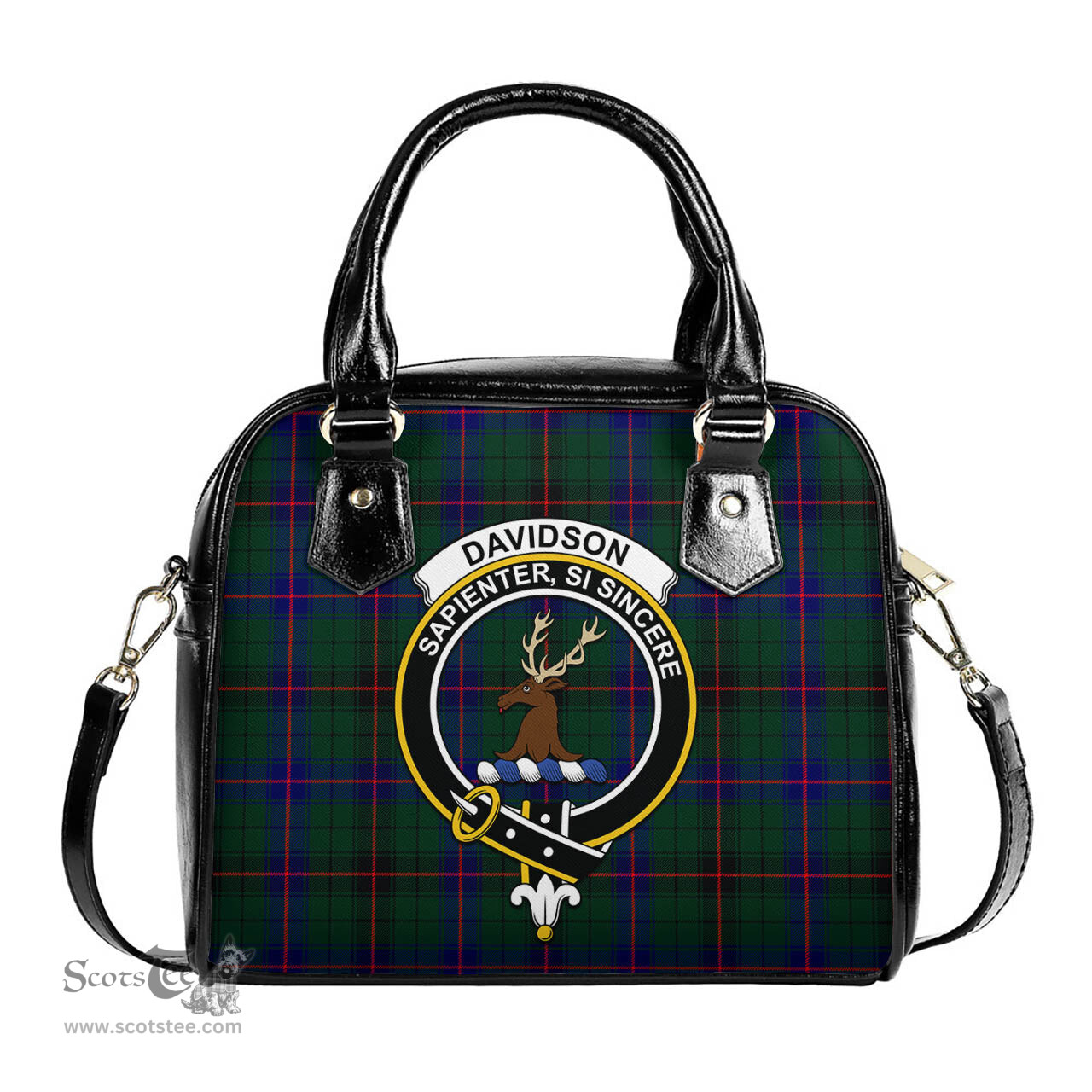Scottish Davidson Modern Tartan Shoulder Handbags with Family Crest Scottish Plaid Tartan Plaid - ScotsTee - scotstee.com