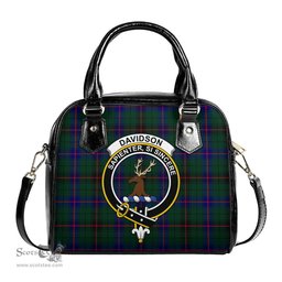 Scottish Davidson Modern Tartan Shoulder Handbags with Family Crest Scottish Plaid Tartan Plaid - ScotsTee - scotstee.com