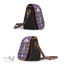Scottish Dunlop Modern Tartan Saddle Crossbody Bag with Family Crest Scottish Plaid Tartan Plaid - ScotsTee - scotstee.com