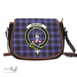 Scottish Dunlop Modern Tartan Saddle Crossbody Bag with Family Crest Scottish Plaid Tartan Plaid - ScotsTee - scotstee.com