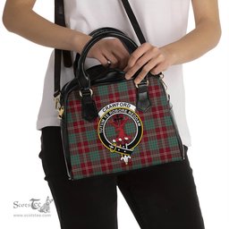 Scottish Crawford Modern Tartan Shoulder Handbags with Family Crest Scottish Plaid Tartan Plaid - ScotsTee - scotstee.com