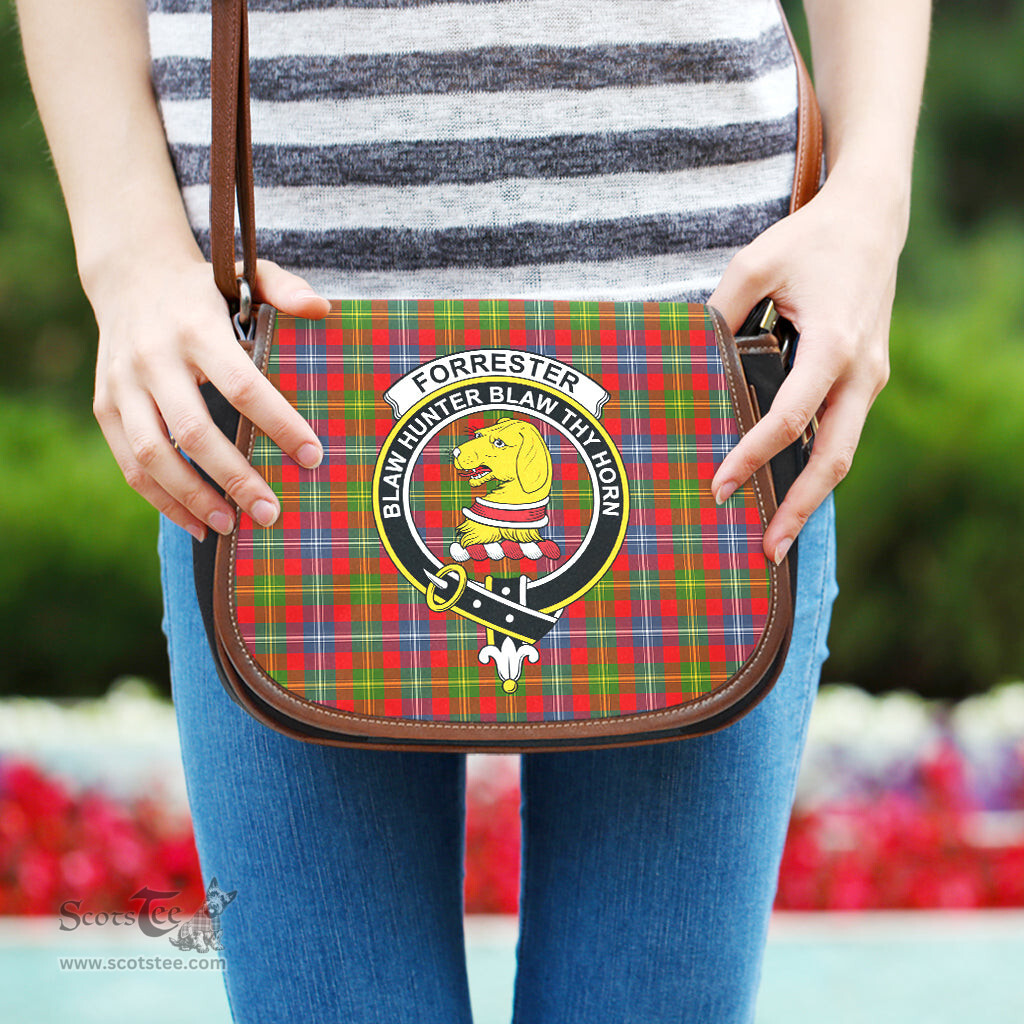Scottish Forrester Tartan Saddle Crossbody Bag with Family Crest Scottish Plaid Tartan Plaid - ScotsTee - scotstee.com