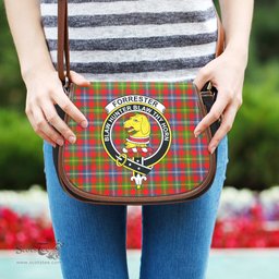 Scottish Forrester Tartan Saddle Crossbody Bag with Family Crest Scottish Plaid Tartan Plaid - ScotsTee - scotstee.com