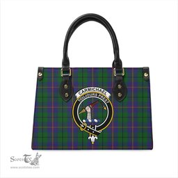Scottish Carmichael Tartan Leather Bag for Women with Family Crest Scottish Plaid Tartan Plaid - ScotsTee - scotstee.com