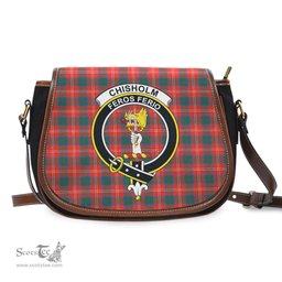 Scottish Chisholm Ancient Tartan Saddle Crossbody Bag with Family Crest Scottish Plaid Tartan Plaid - ScotsTee - scotstee.com